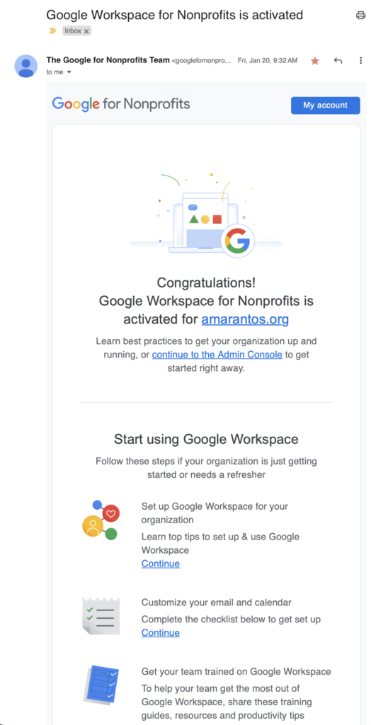 Google Recognises and awards Amarantos Foundation the services of Google For Non Profits.